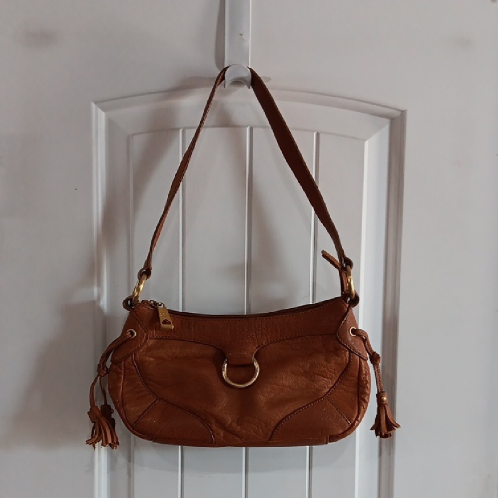 The Sak Pink Label Brown Leather Shoulder Bag with Tassels